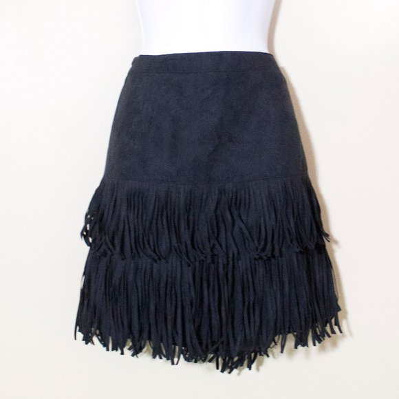 WD.NY Dresses & Skirts - Fringe Skirt Faux Suede - NWT - Mini Western Boho